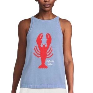 Lilly Pulitzer Blue Tank Top with Red Lobster Design NWT